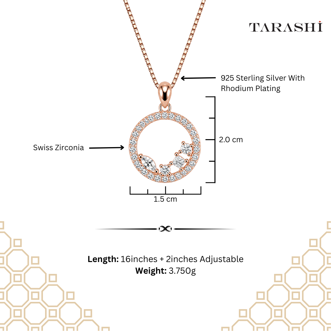 Rose Gold Pavé Circle Marquise Necklace