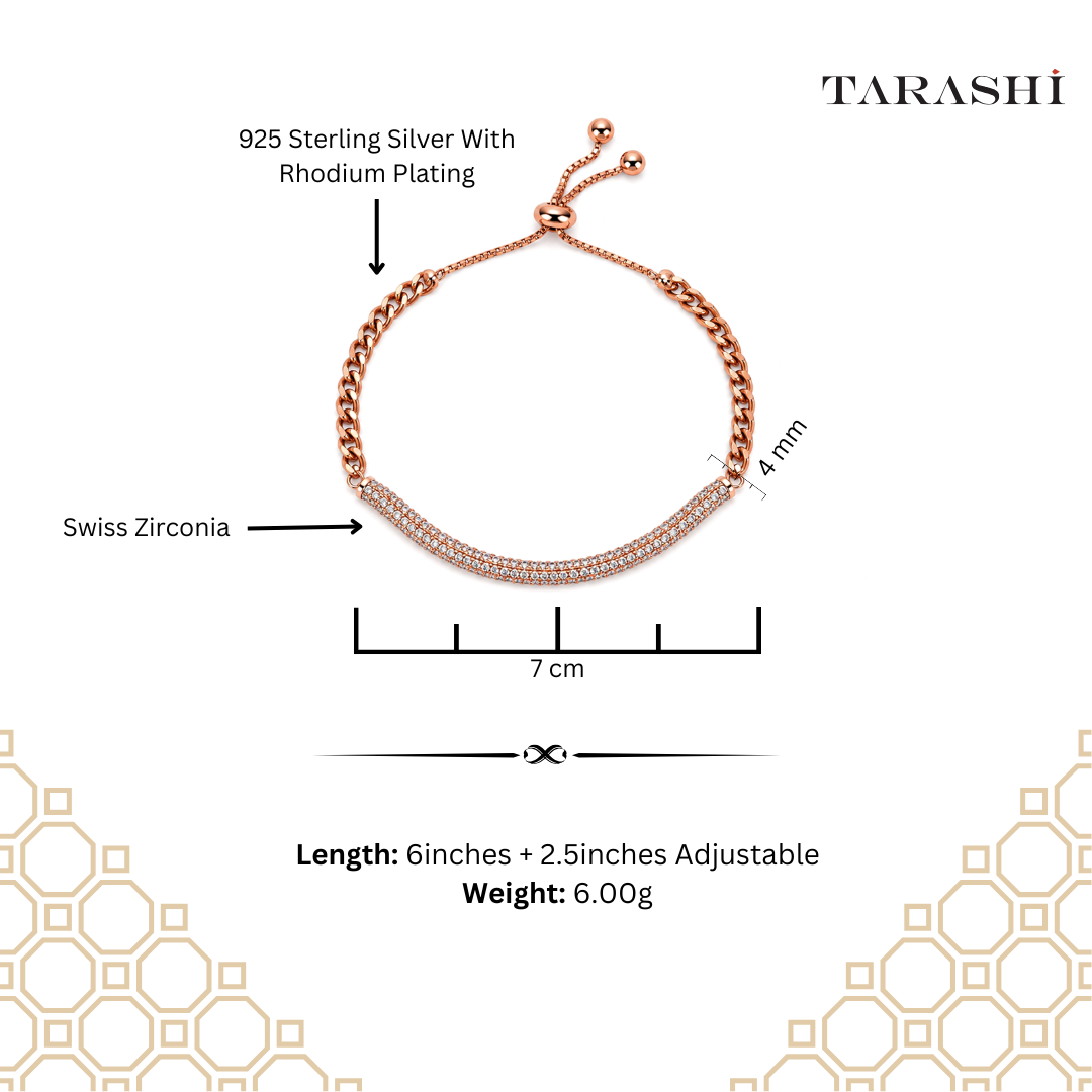 Rose Gold Double Row Pavé Adjustable Bracelet