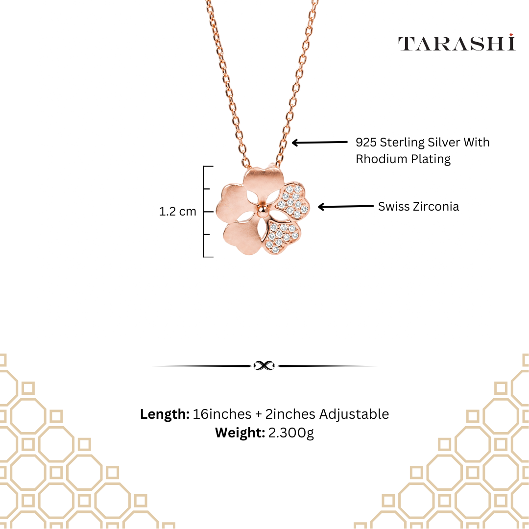 Rose Gold Pavé Flower Necklace