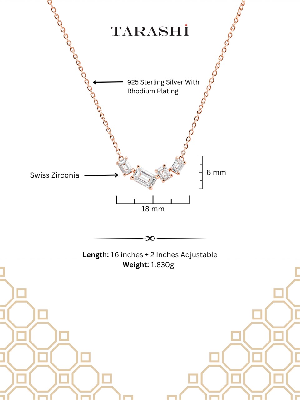 Rose Gold Curved Chevron Necklace