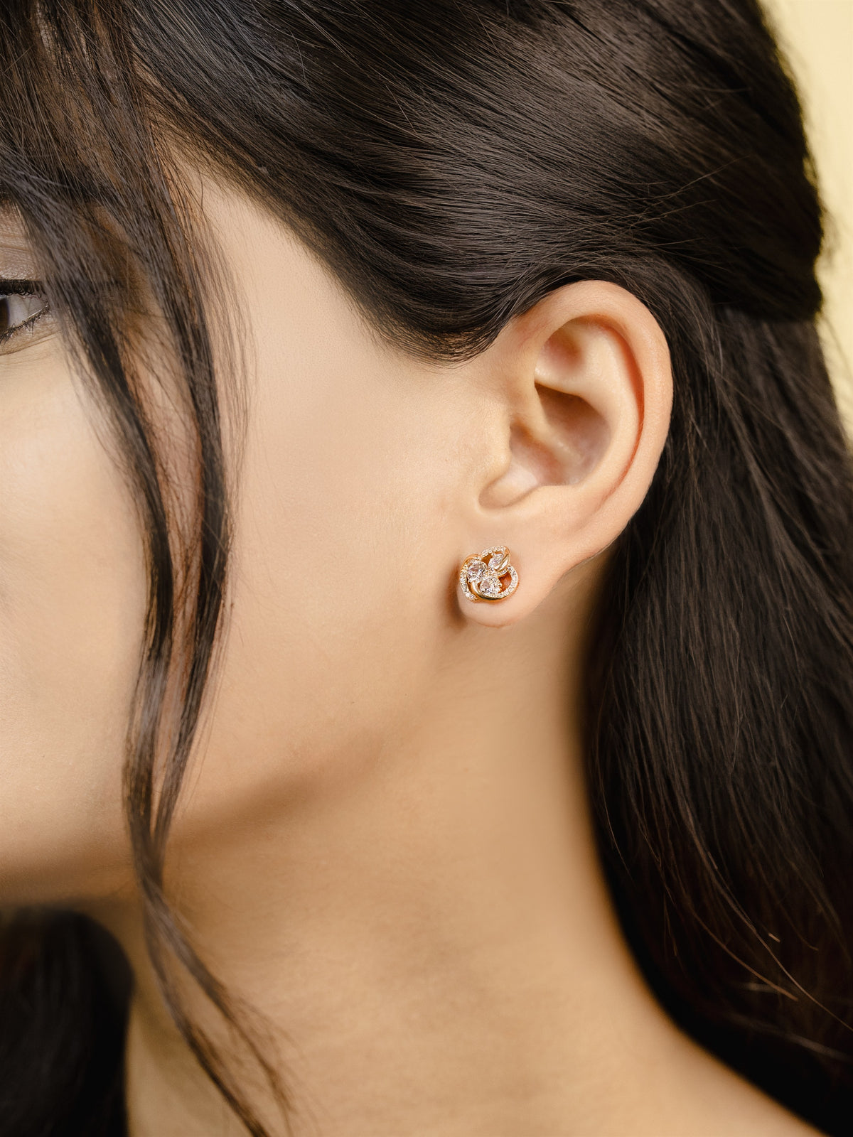 Rose Gold Round Halo Stud Earrings