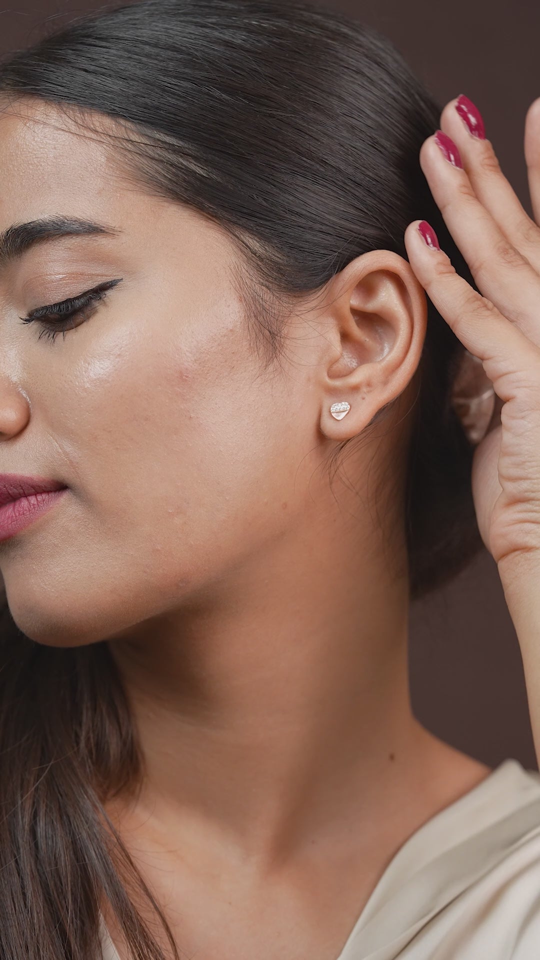 Rose Gold Triangle Stud Earrings
