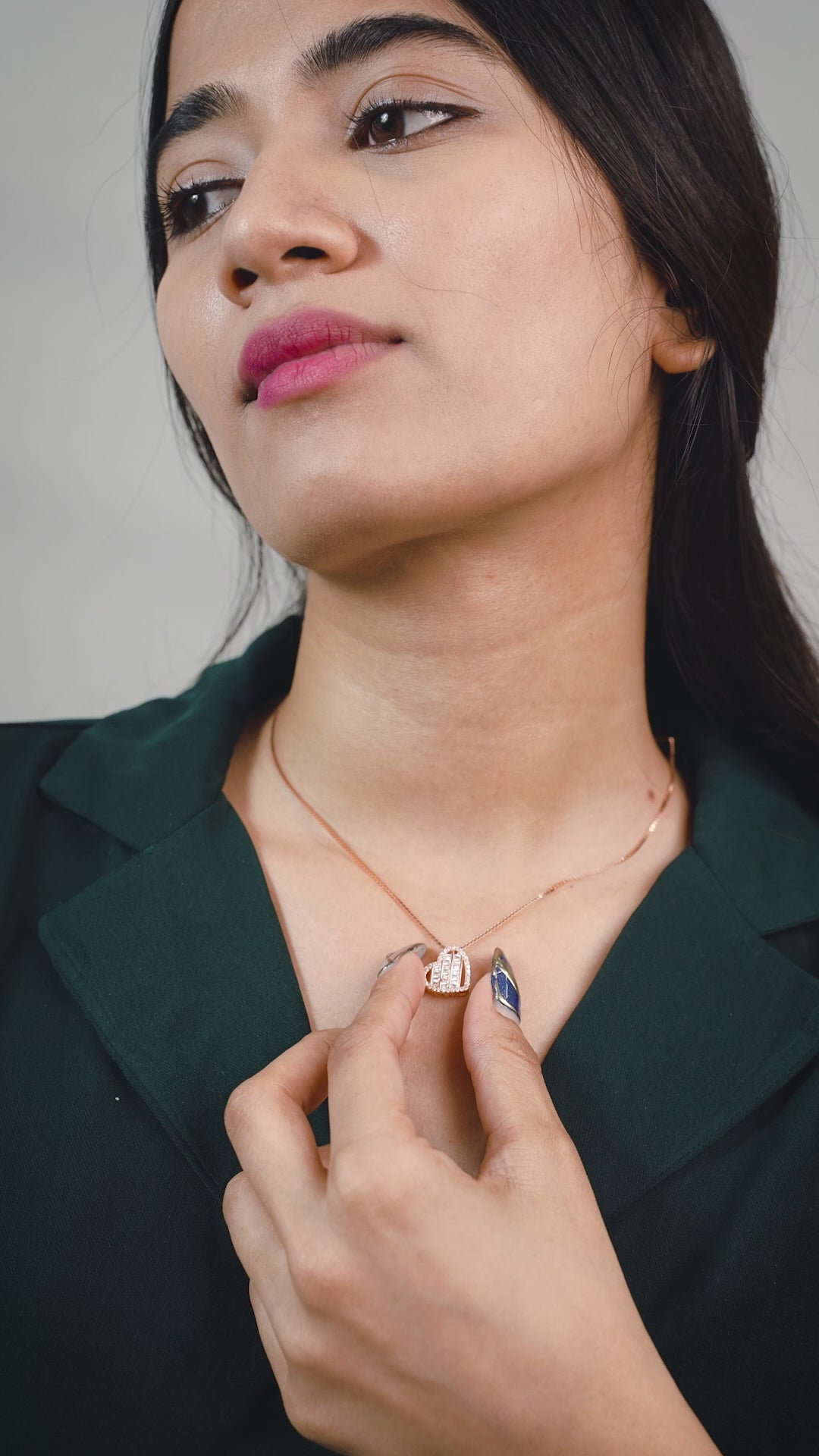 Rose Gold Baguette Heart Necklace