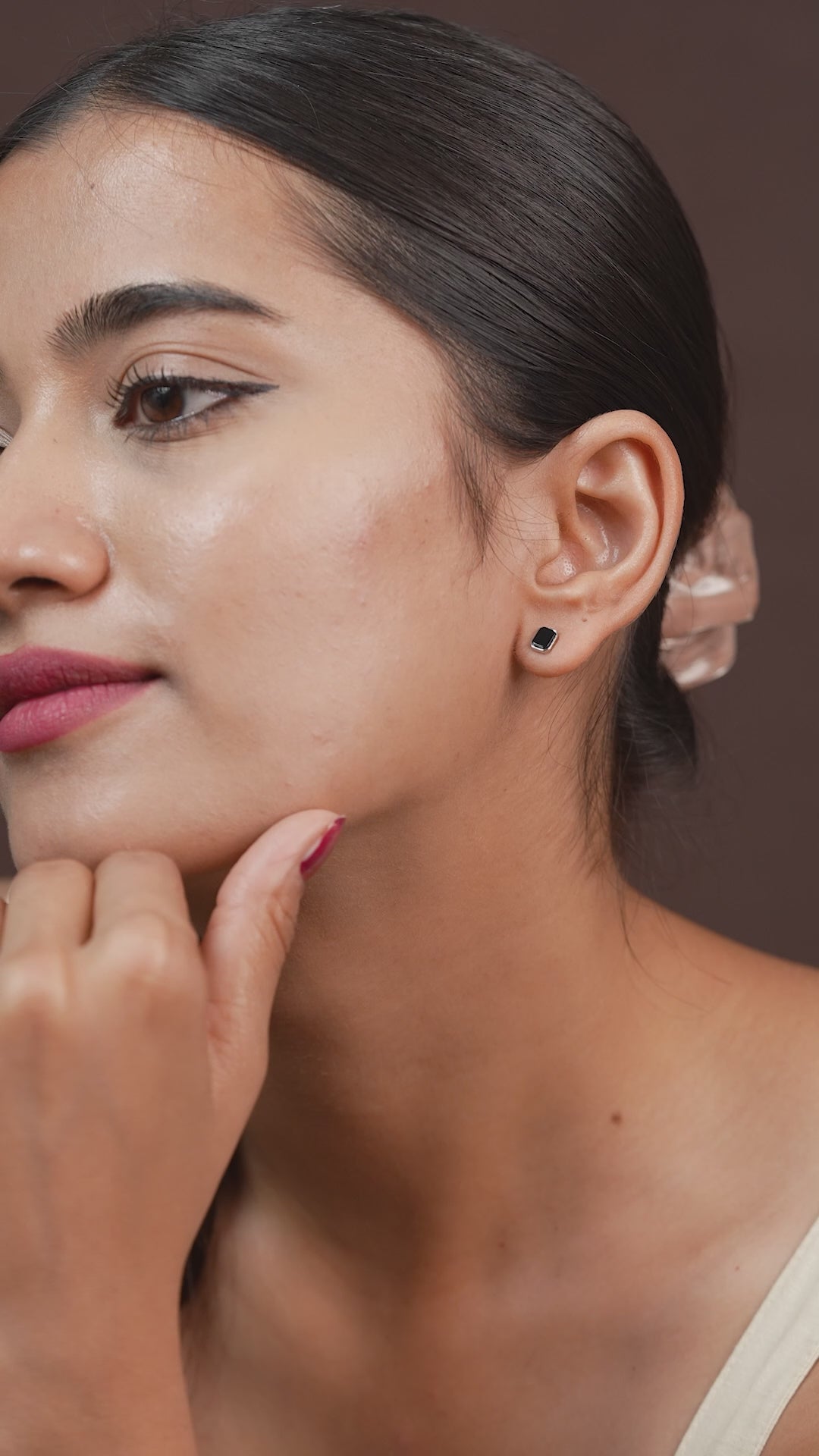 Silver Black Onyx Stud Earrings