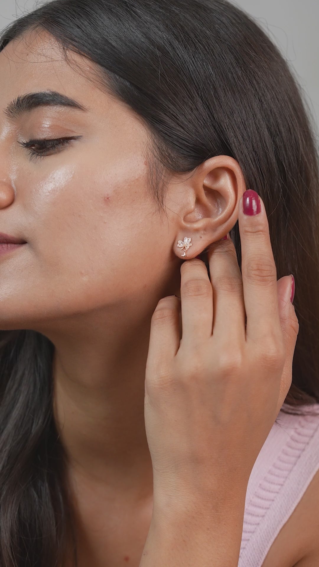 Rose Gold Leaf Stud Earrings