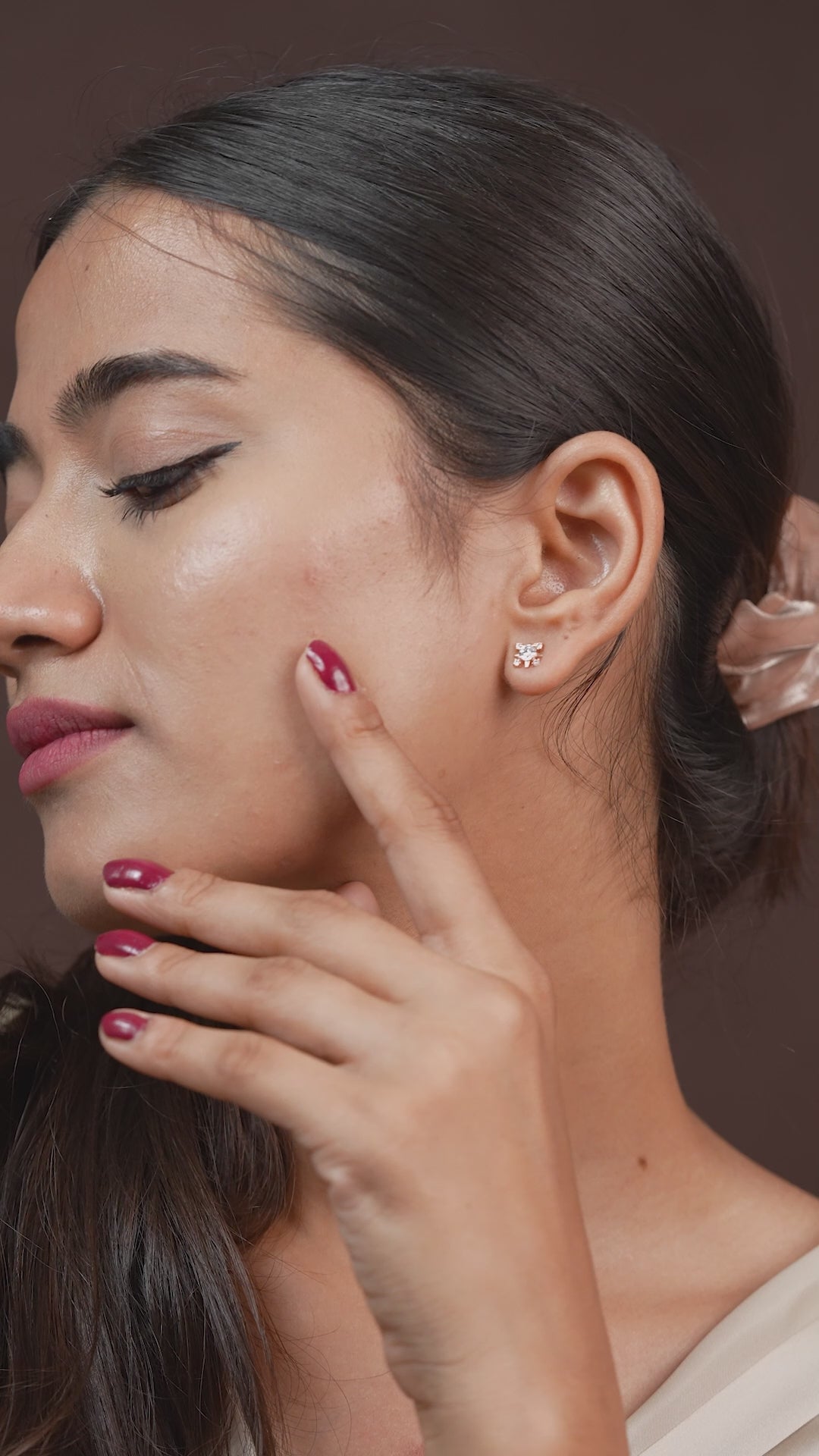 Rose Gold CZ Huggie Hoops