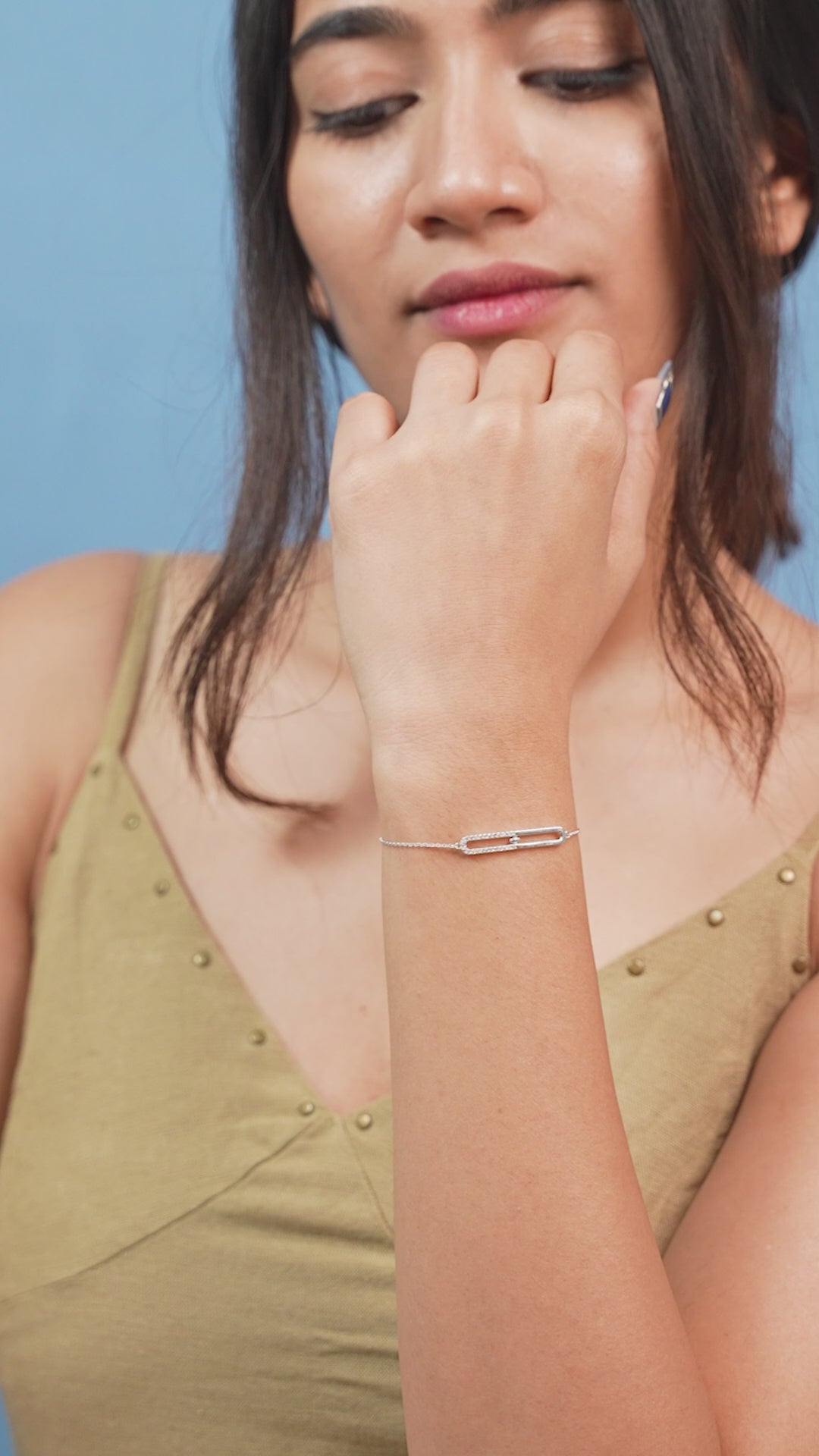 Pave Paperclip Link Chain Bracelet