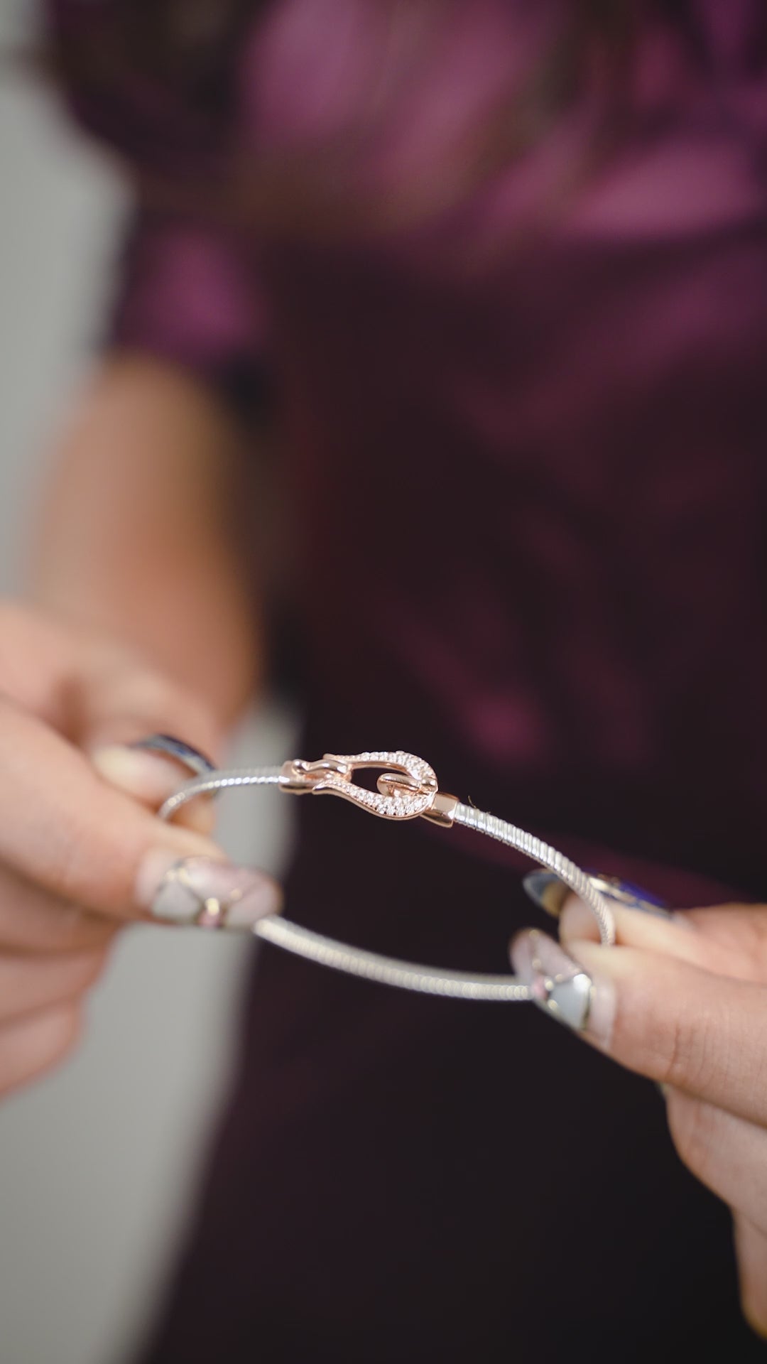 Pave Infinity Knot Bangle Bracelet