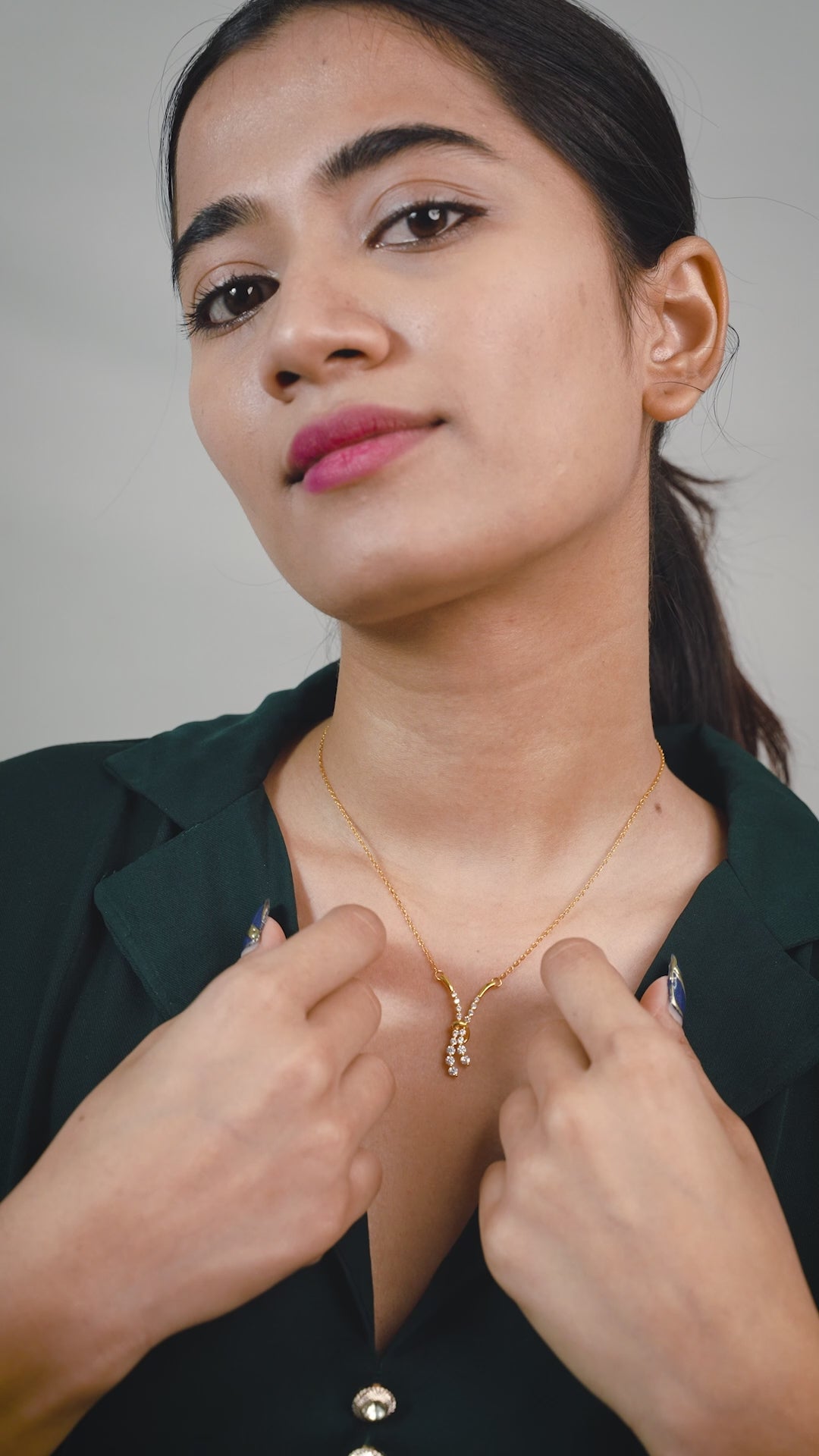 Gold Cascading Crystal Drop Necklace