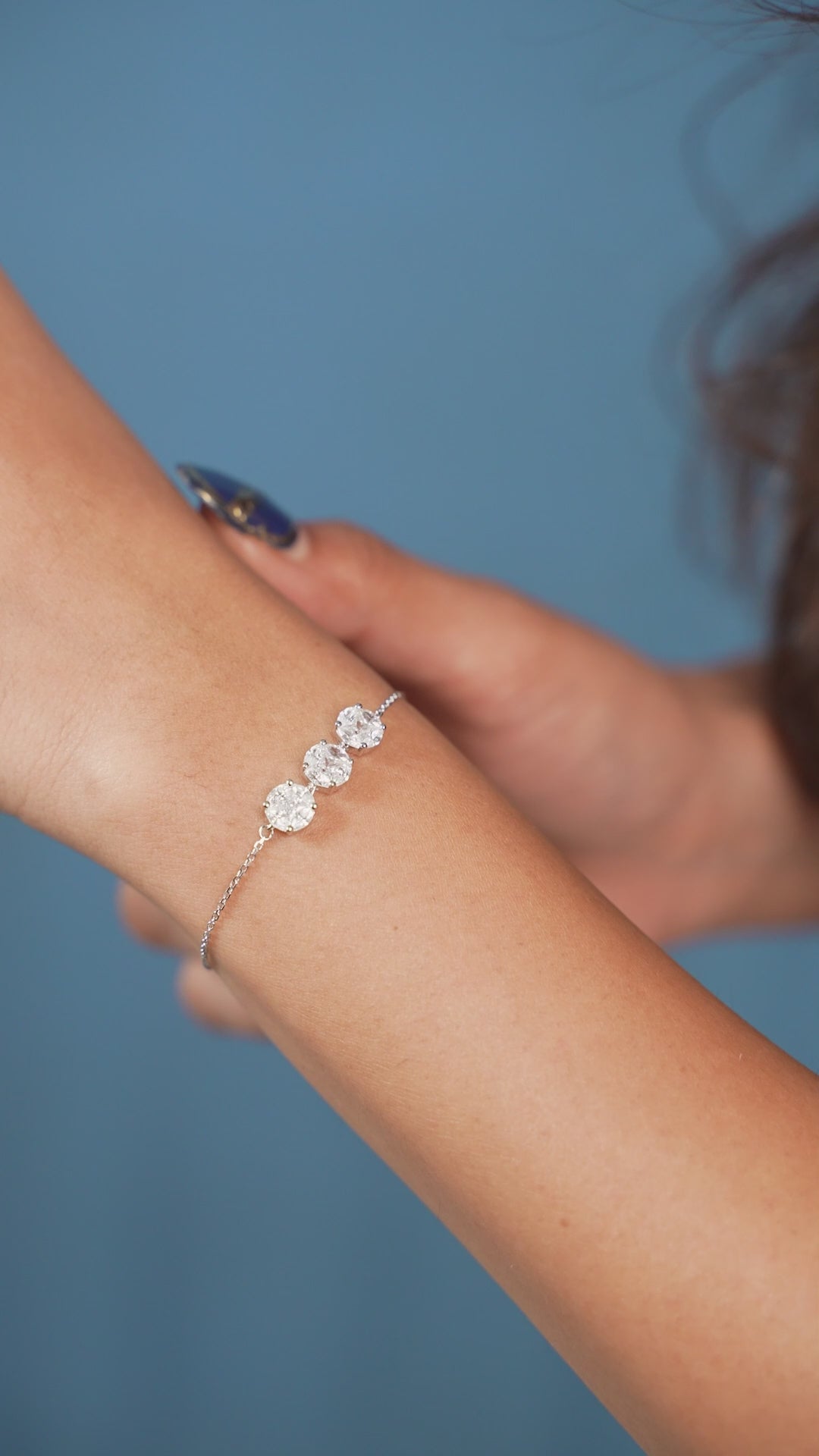 Triple Solitaire Station Chain Bracelet