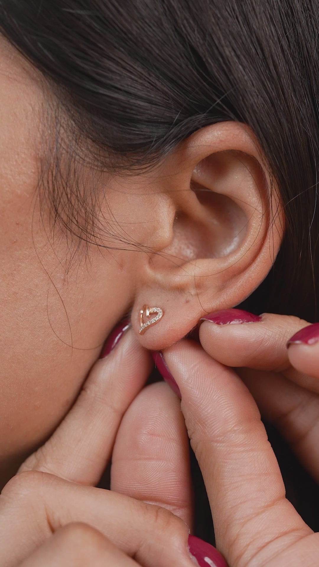 Rose Gold Open Heart Stud Earrings