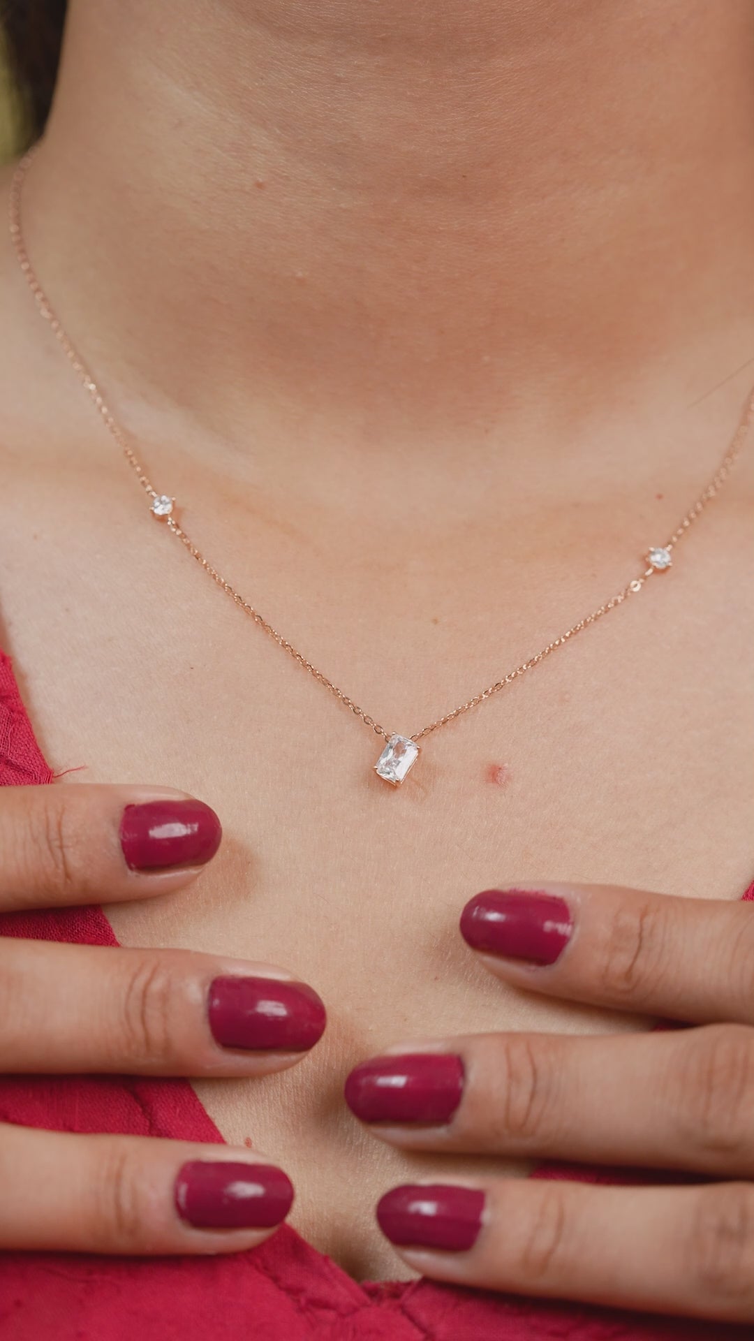 Rose Gold Kite-Shaped Crystal Necklace